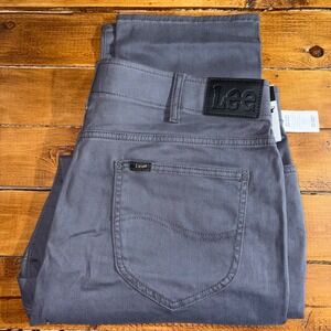 Lee Extreme Motion MVP Chino Pants Men 40x32 Grey Straight Taper Stretch 2018576